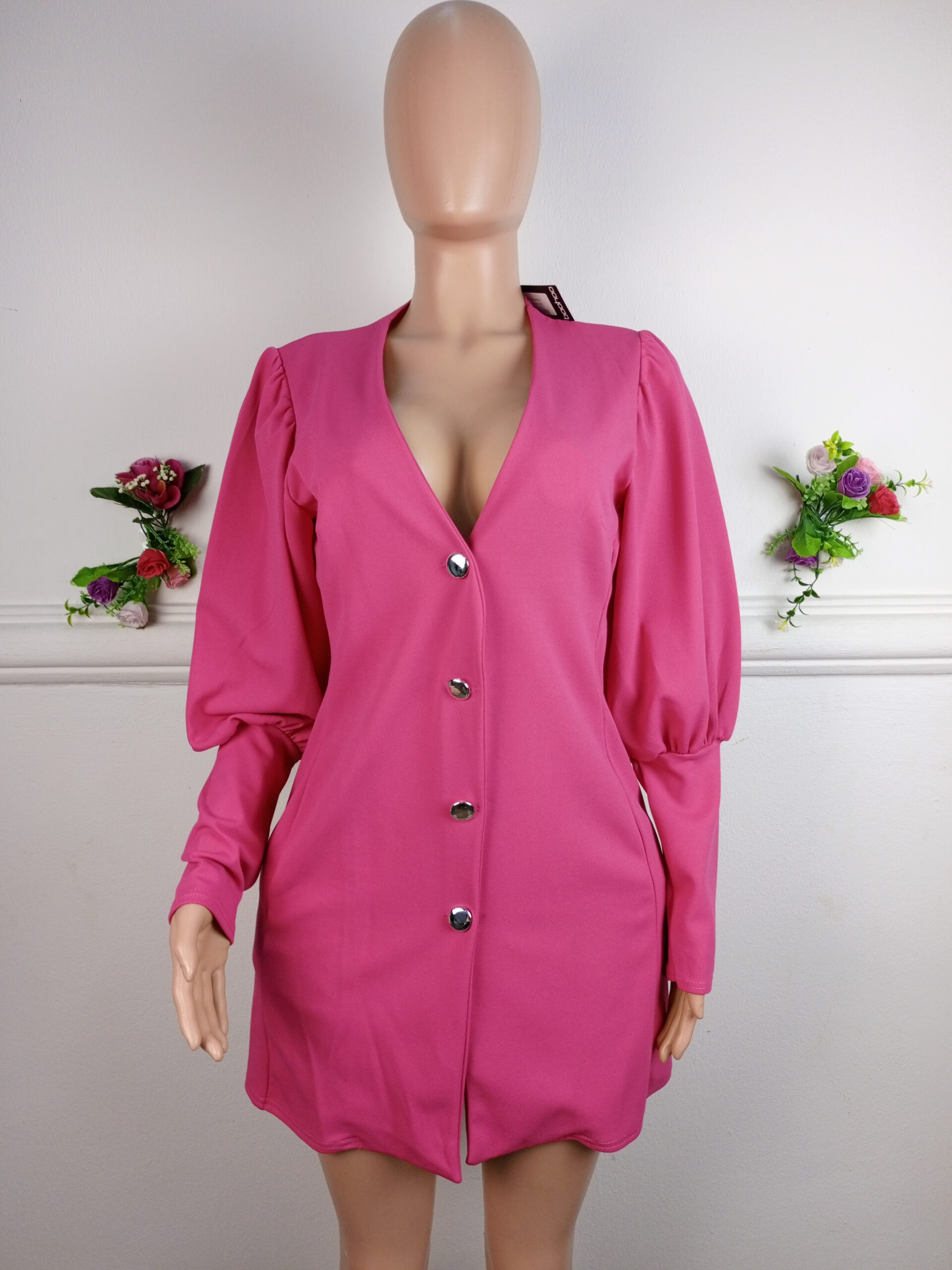 Boohoo Tall Volume Sleeve Blazer Dress- Hot Pink | Schickcollections